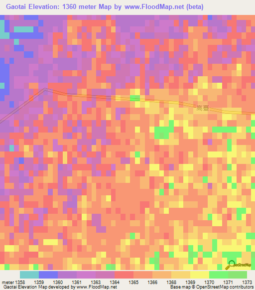 Gaotai,China Elevation Map