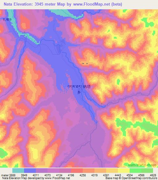 Nata,China Elevation Map