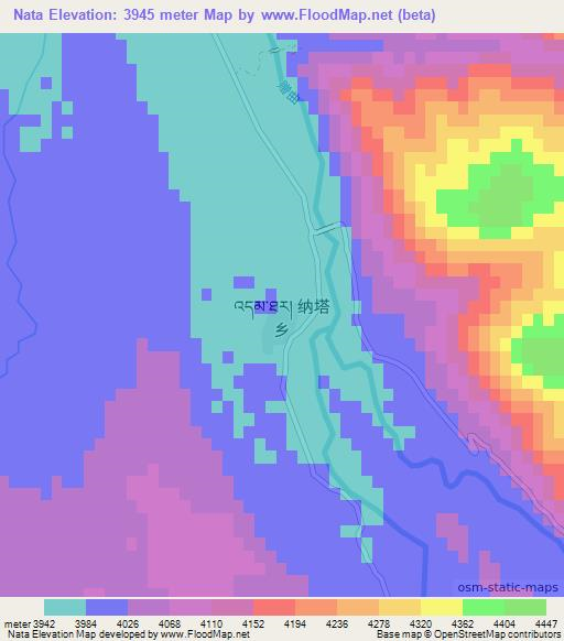 Nata,China Elevation Map
