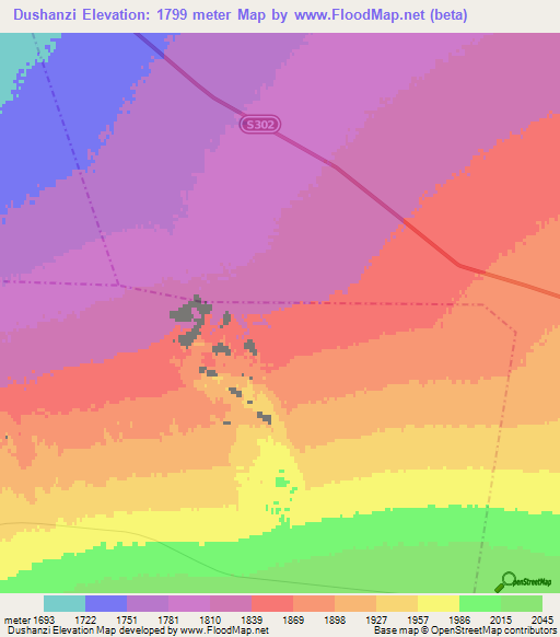 Dushanzi,China Elevation Map