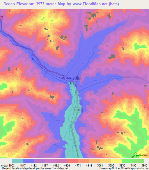 Deqen,China Elevation Map