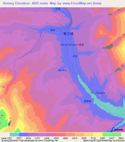 Burang,China Elevation Map