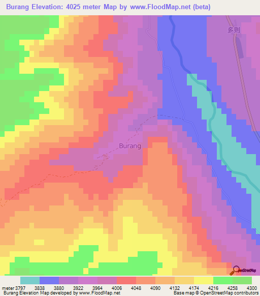 Burang,China Elevation Map