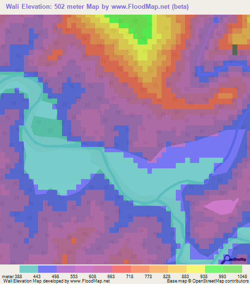 Wali,Nepal Elevation Map