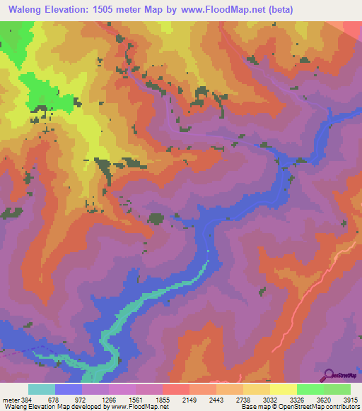 Waleng,Nepal Elevation Map