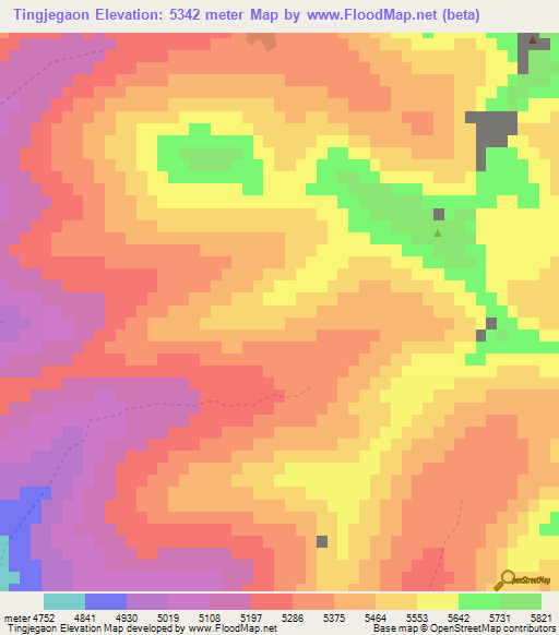 Tingjegaon,Nepal Elevation Map