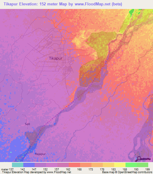 Tikapur,Nepal Elevation Map