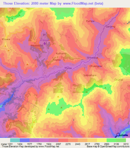 Those,Nepal Elevation Map