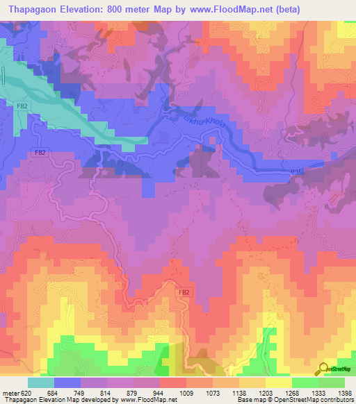 Thapagaon,Nepal Elevation Map