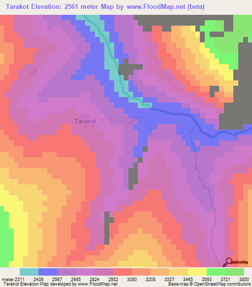 Tarakot,Nepal Elevation Map