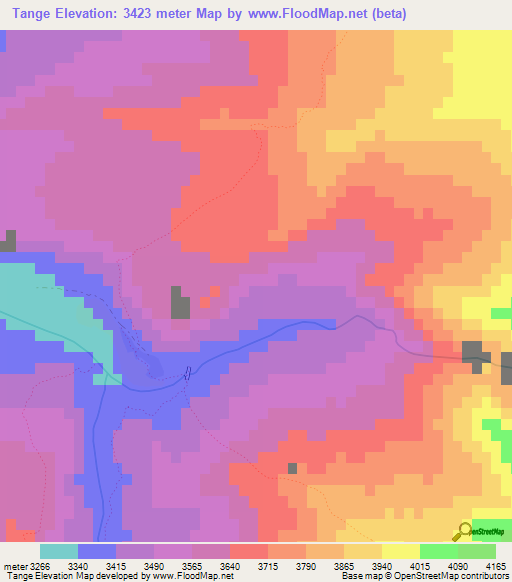 Tange,Nepal Elevation Map