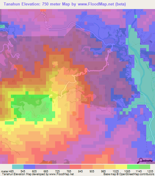 Tanahun,Nepal Elevation Map