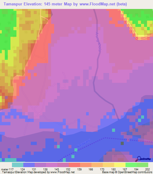 Tamaspur,Nepal Elevation Map
