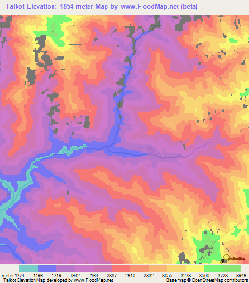 Talkot,Nepal Elevation Map