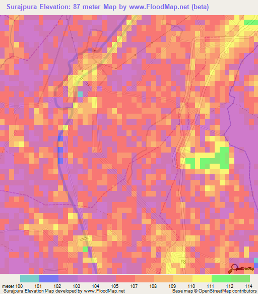 Surajpura,Nepal Elevation Map