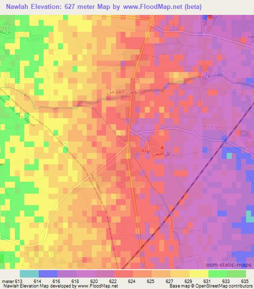 Nawlah,Syria Elevation Map