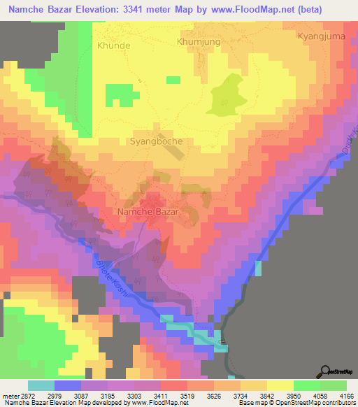 Namche Bazar,Nepal Elevation Map