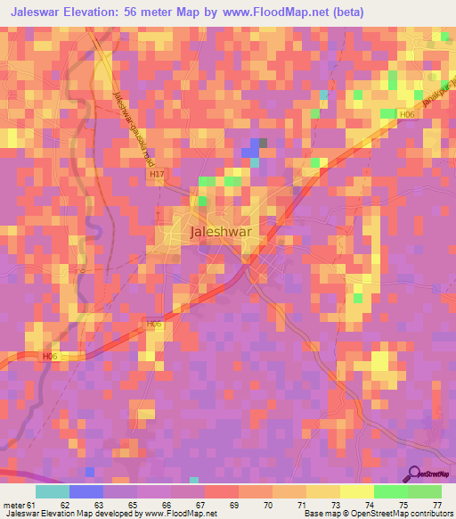 Jaleswar,Nepal Elevation Map