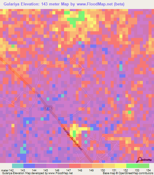 Gulariya,Nepal Elevation Map