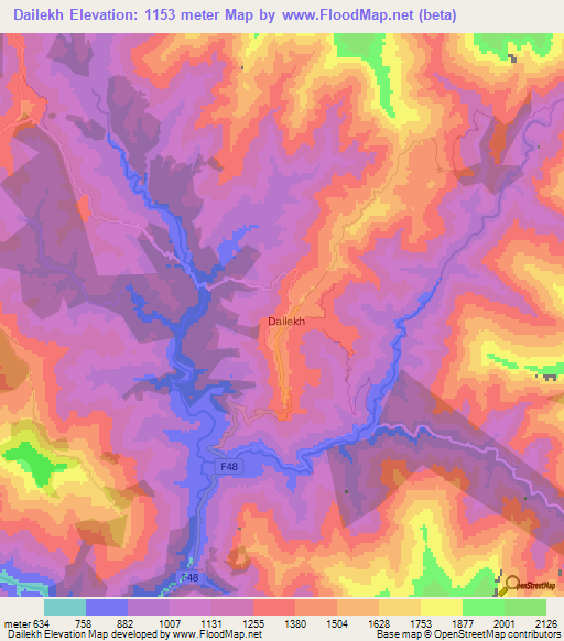 Dailekh,Nepal Elevation Map