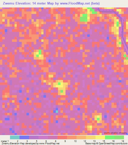 Zwemu,Myanmar Elevation Map