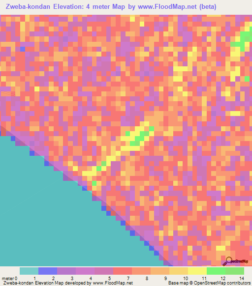 Zweba-kondan,Myanmar Elevation Map