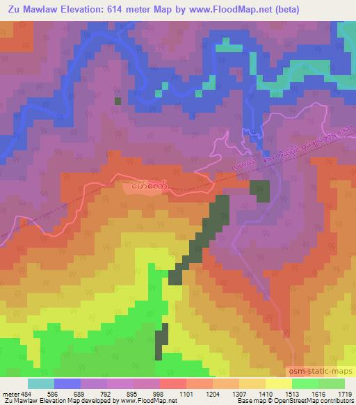 Zu Mawlaw,Myanmar Elevation Map