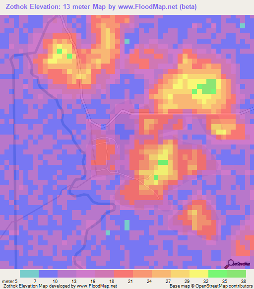 Zothok,Myanmar Elevation Map