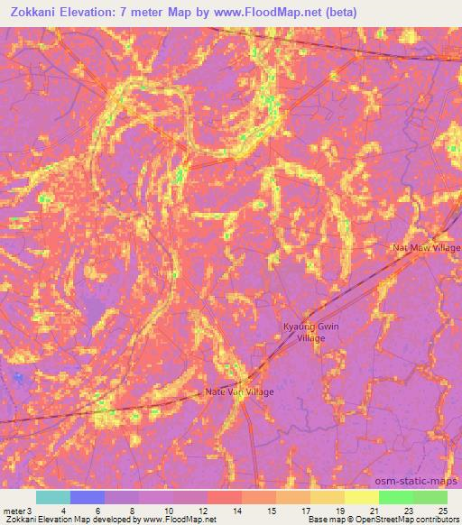 Zokkani,Myanmar Elevation Map
