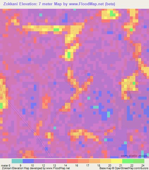 Zokkani,Myanmar Elevation Map
