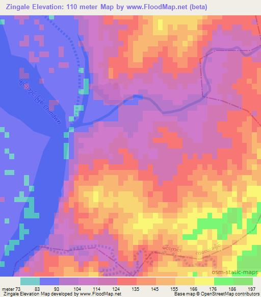 Zingale,Myanmar Elevation Map