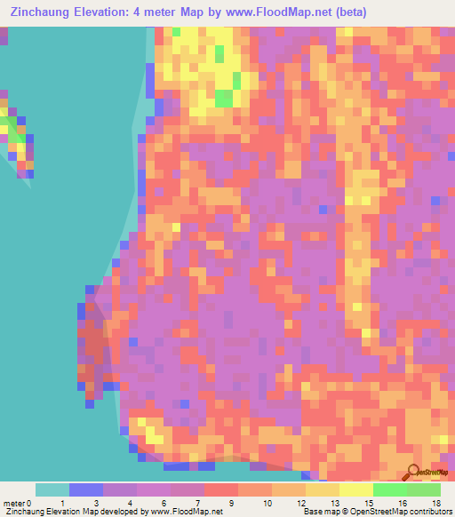 Zinchaung,Myanmar Elevation Map