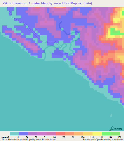 Zikha,Myanmar Elevation Map