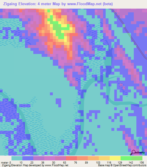 Zigaing,Myanmar Elevation Map