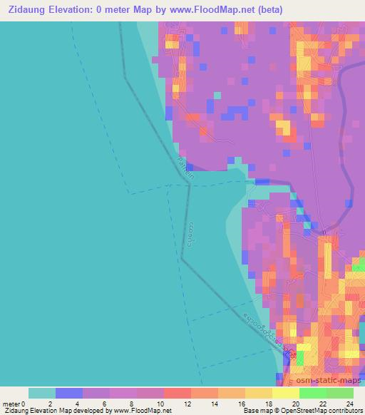 Zidaung,Myanmar Elevation Map