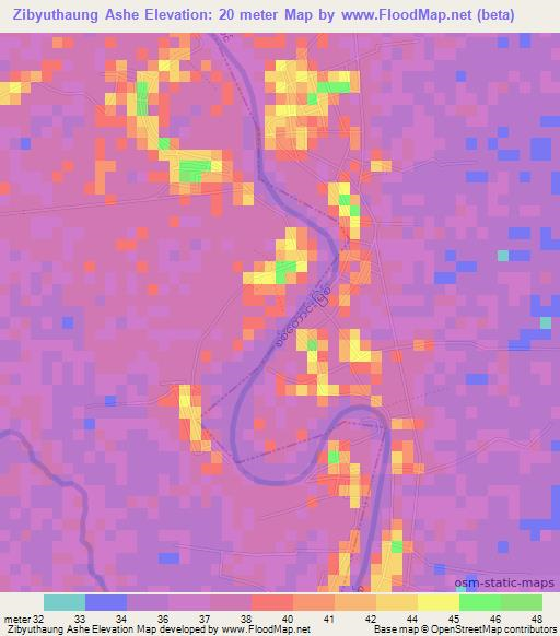 Zibyuthaung Ashe,Myanmar Elevation Map