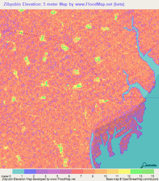 Zibyubin,Myanmar Elevation Map