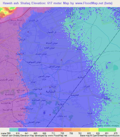 Hawsh ash Shalaq,Syria Elevation Map