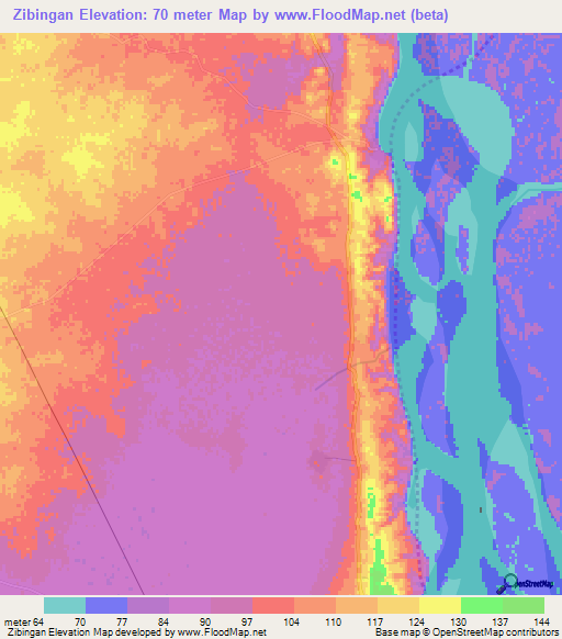 Zibingan,Myanmar Elevation Map