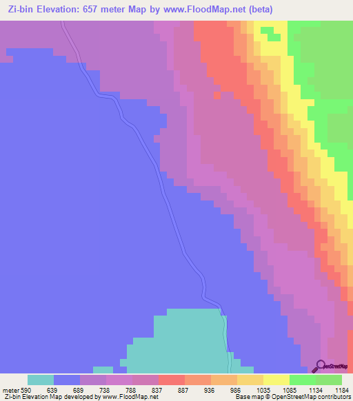 Zi-bin,Myanmar Elevation Map
