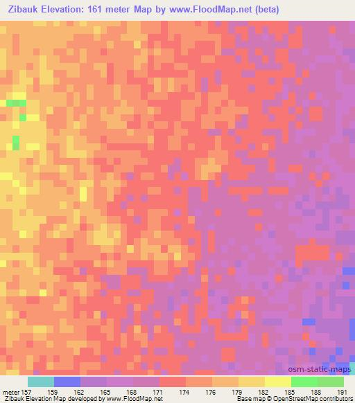 Zibauk,Myanmar Elevation Map