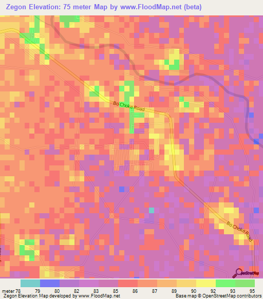Zegon,Myanmar Elevation Map