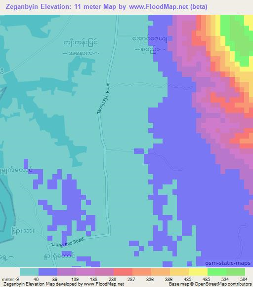 Zeganbyin,Myanmar Elevation Map