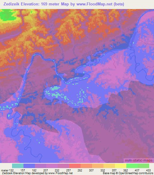 Zedizeik,Myanmar Elevation Map