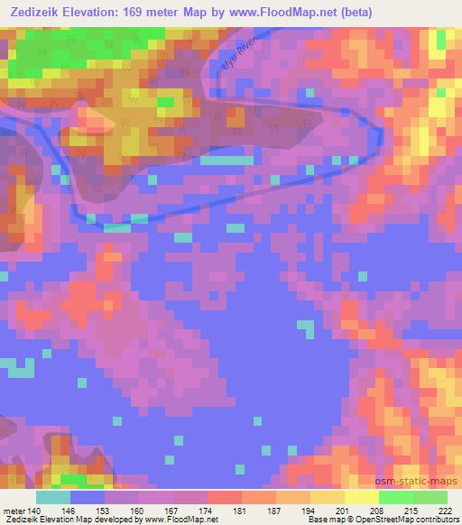 Zedizeik,Myanmar Elevation Map