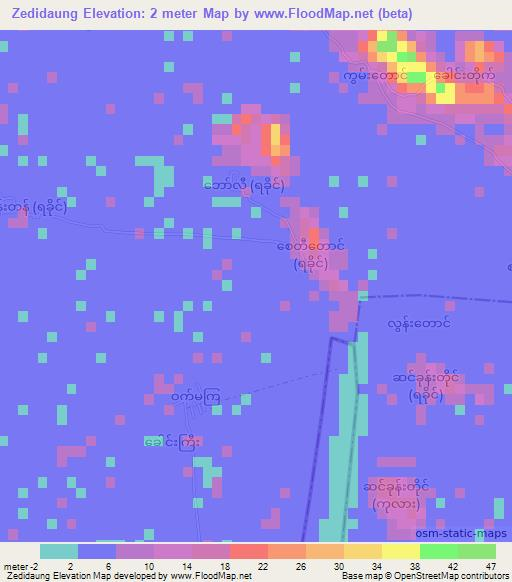 Zedidaung,Myanmar Elevation Map