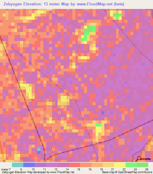 Zebyugan,Myanmar Elevation Map