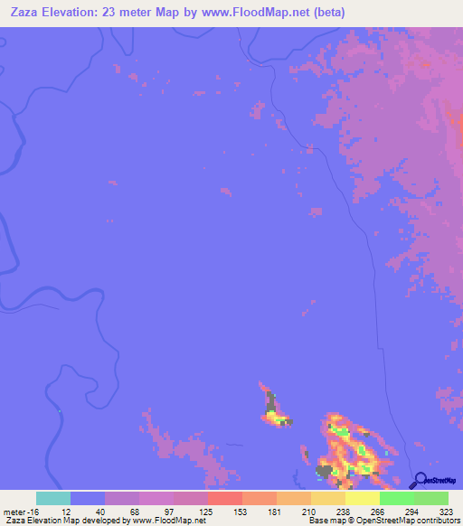 Zaza,Myanmar Elevation Map