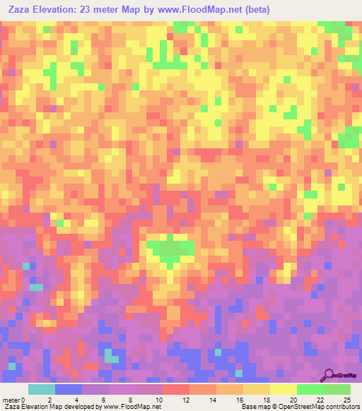 Zaza,Myanmar Elevation Map