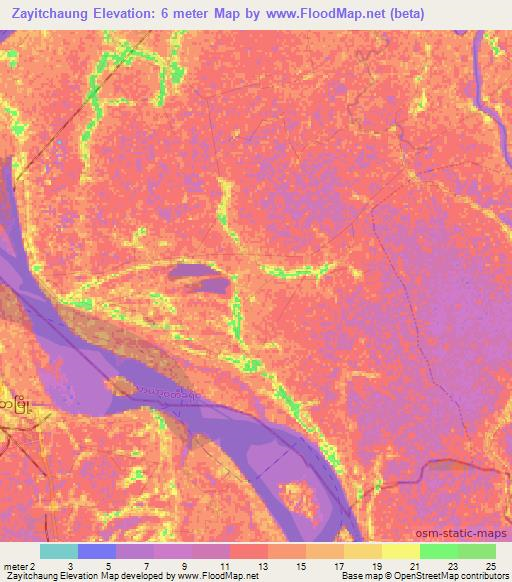 Zayitchaung,Myanmar Elevation Map